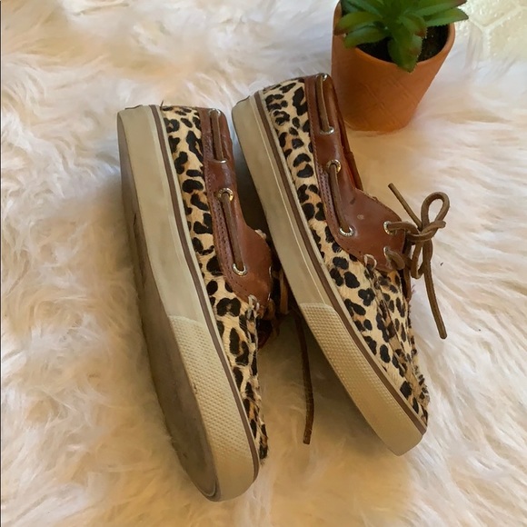 Sperry Top-Sliders 9445537 Leopard Cheetah Print Cowhide Hair Boat Shoes - Picture 3 of 5